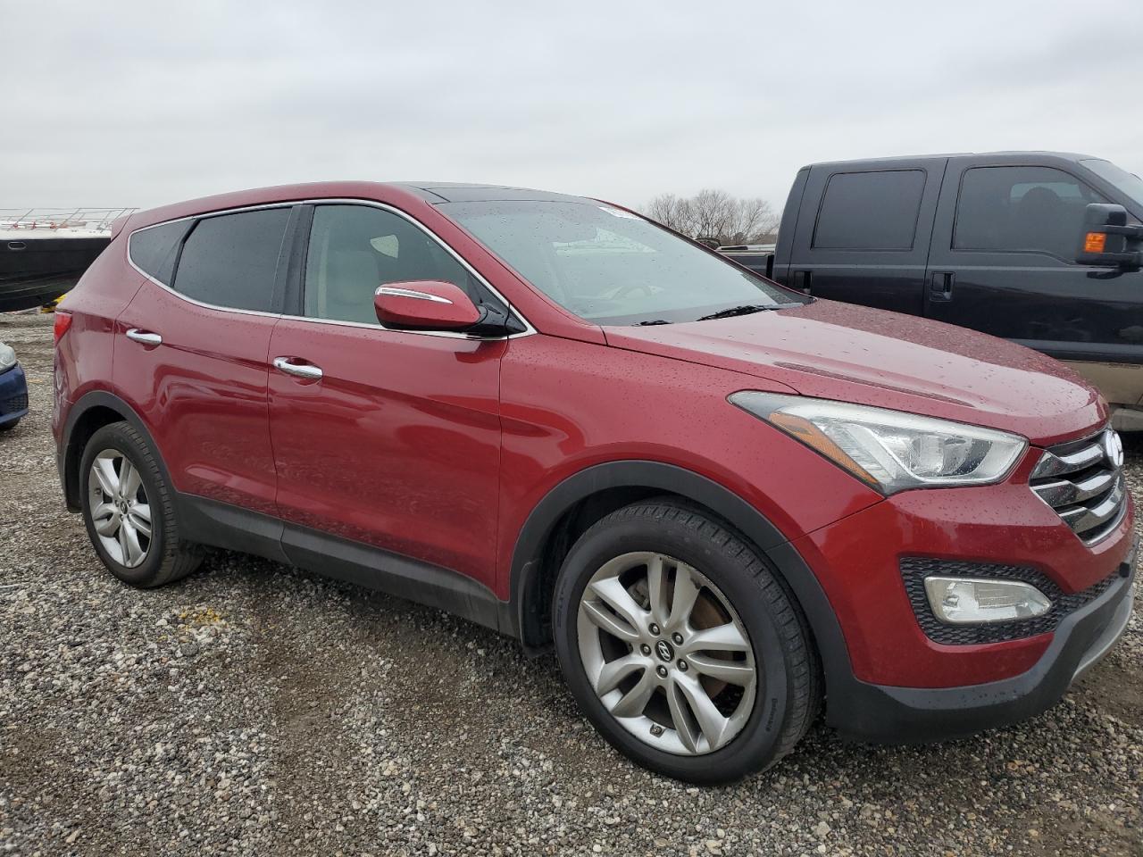 2013 Hyundai Santa Fe VIN 5XYZWDLA8DG053191 Copart auction photo, front end / side damage thumbnail 4
