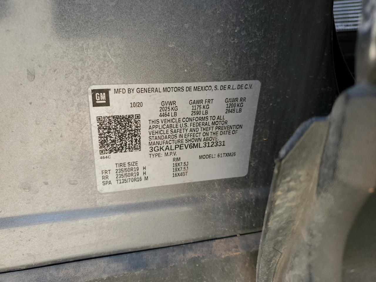 2021 GMC Terrain VIN 3GKALPEV6ML312331 Copart auction photo, all over damage thumbnail 13
