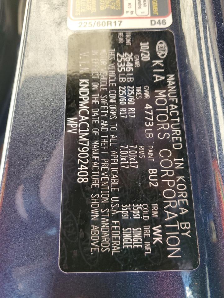 2021 KIA Sportage VIN KNDPMCAC1M7902408 Copart auction photo, vandalism damage thumbnail 13