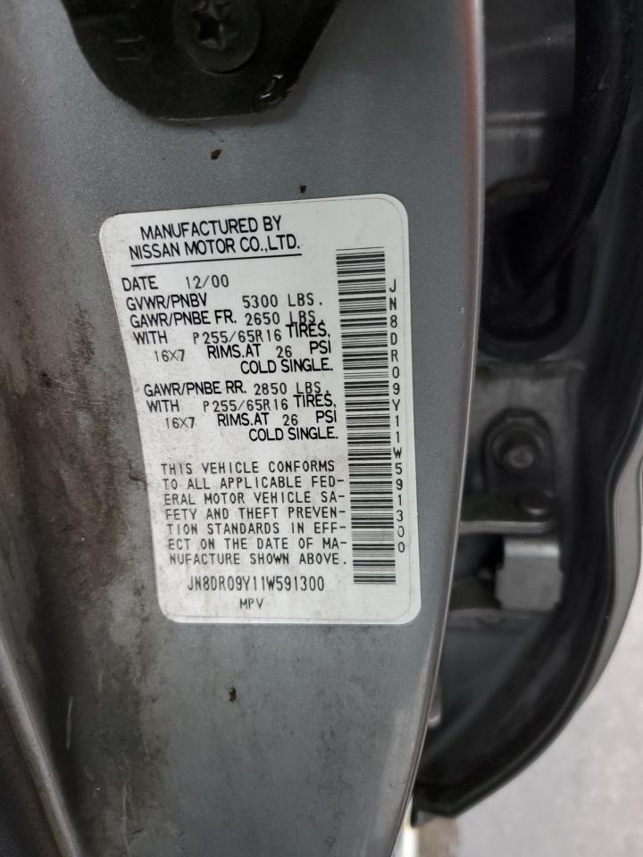 2001 Nissan Pathfinder VIN JN8DR09Y11W591300 Copart auction photo, front end damage thumbnail 14