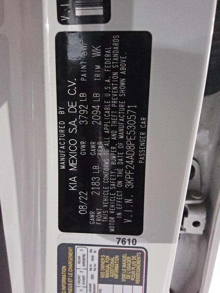 2023 KIA Forte VIN 3KPF24AD8PE530571 Copart auction photo, front end damage thumbnail 12