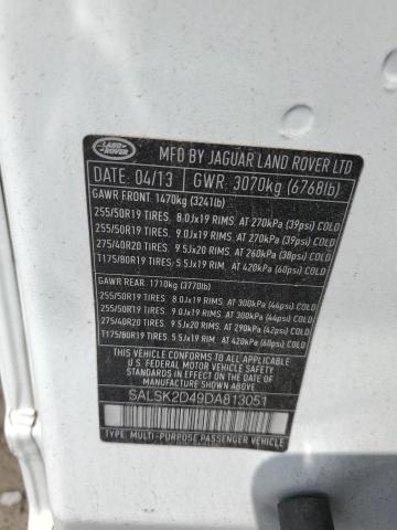 2013 Land Rover Range rover sport VIN SALSK2D49DA813051 Copart auction photo, hail damage thumbnail 13