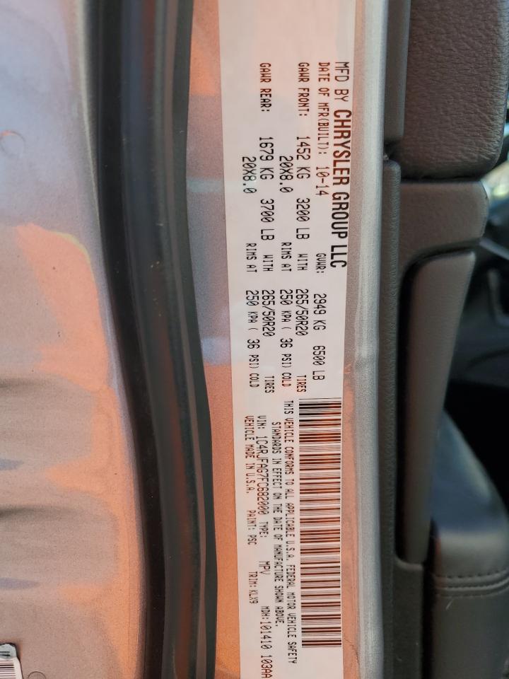 2015 Jeep Grand Cherokee VIN 1C4RJFAG7FC682000 Copart auction photo, front end damage thumbnail 16