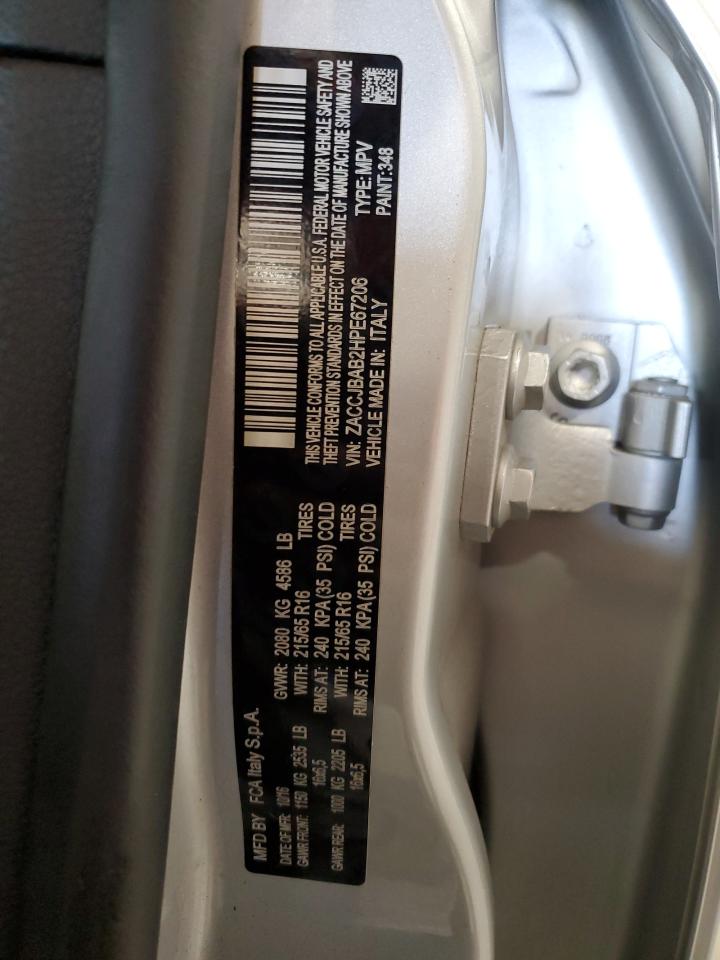 2017 Jeep Renegade VIN ZACCJBAB2HPE67206 Copart auction photo, rear end damage thumbnail 13