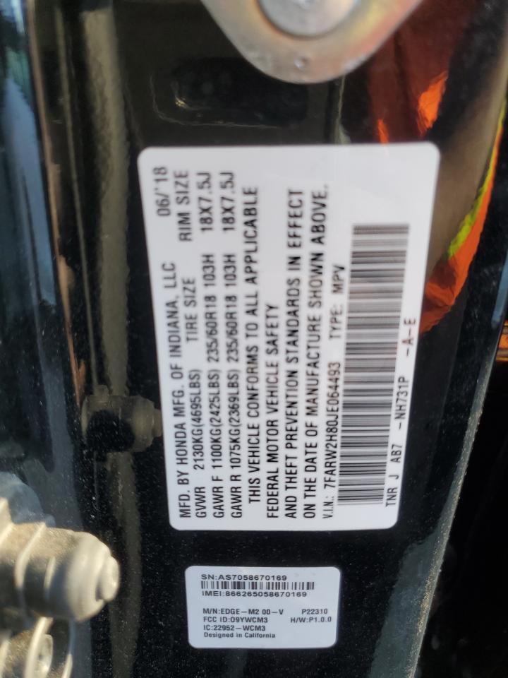 2018 Honda CR-V VIN 7FARW2H80JE064493 Copart auction photo, front end damage thumbnail 13