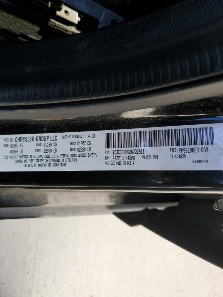 2013 Chrysler 200 VIN 1C3CCBBB6DN722911 Copart auction photo, rear end damage thumbnail 12