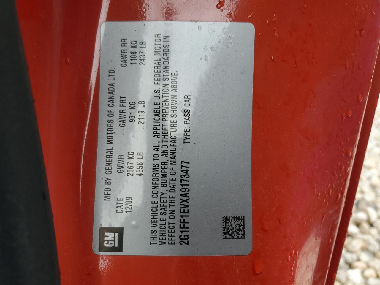 2010 Chevrolet Camaro VIN 2G1FF1EVXA9173477 Copart auction photo, mechanical damage thumbnail 12