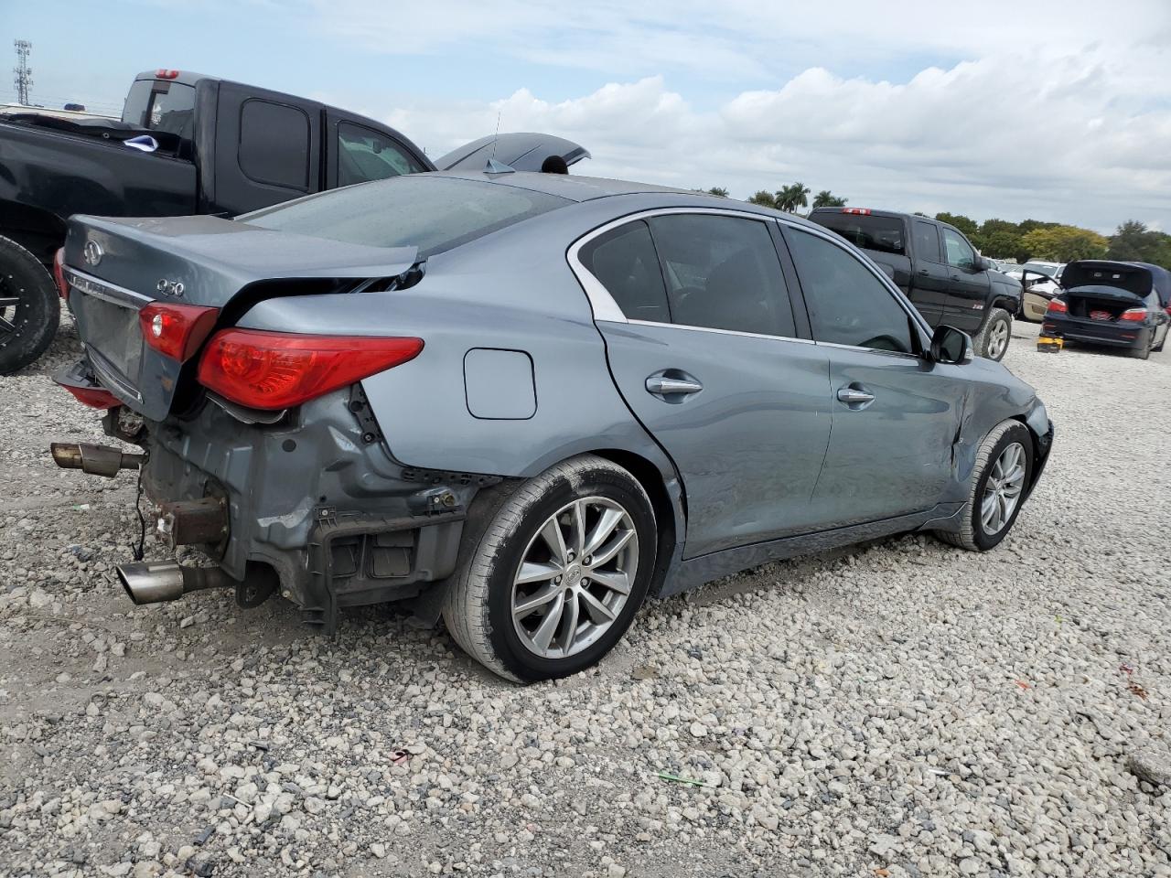 2014 Infiniti Q50 VIN JN1BV7AR8EM694374 Copart auction photo, all over damage thumbnail 3