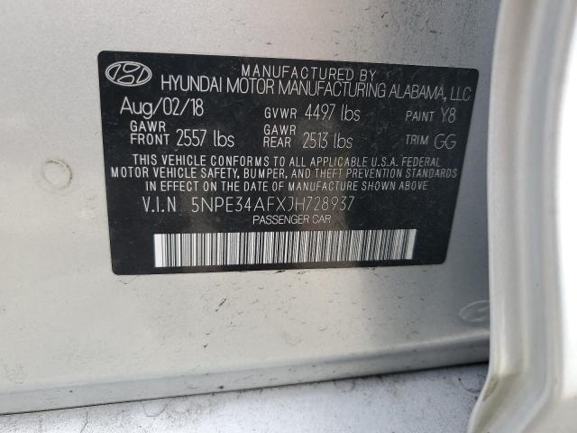 2018 Hyundai Sonata VIN 5NPE34AFXJH728937 Copart auction photo, front end damage thumbnail 12