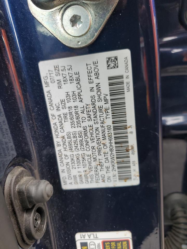 2017 Honda CR-V VIN 2HKRW2H80HH663160 Copart auction photo, side damage thumbnail 13