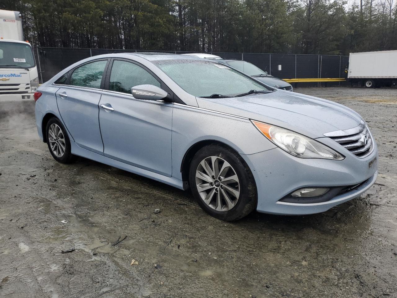 2014 Hyundai Sonata VIN 5NPEC4AC8EH880680 Copart auction photo, side / front end damage thumbnail 4
