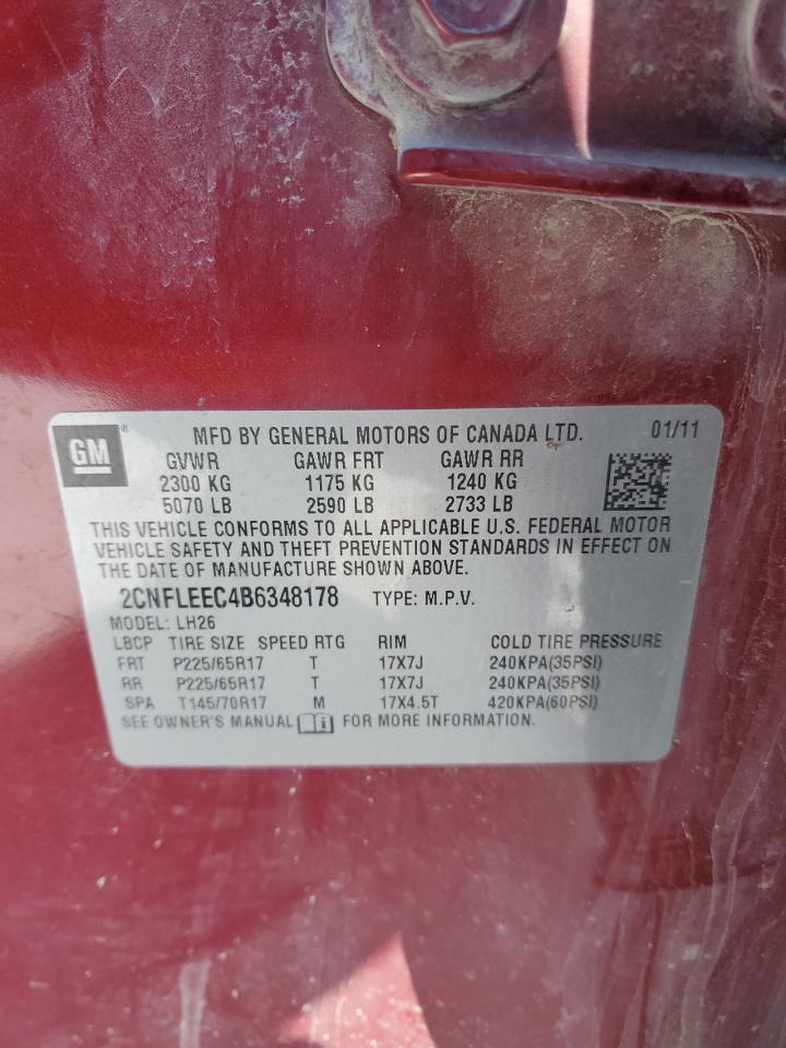 2011 Chevrolet Equinox VIN 2CNFLEEC4B6348178 Copart auction photo, front end damage thumbnail 15