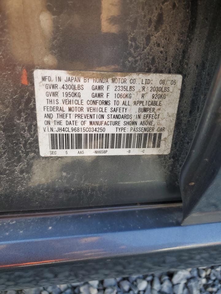 2005 Acura TSX VIN JH4CL96815C034250 Copart auction photo, front end / side damage thumbnail 14