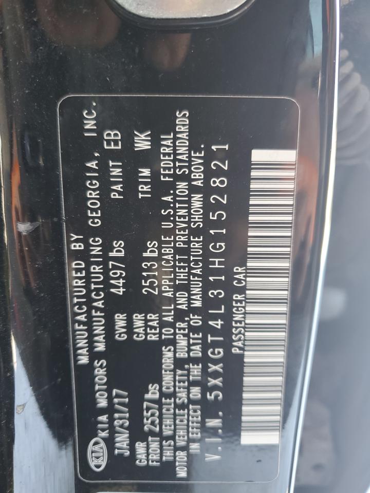 2017 KIA Optima VIN 5XXGT4L31HG152821 Copart auction photo, vandalism damage thumbnail 12