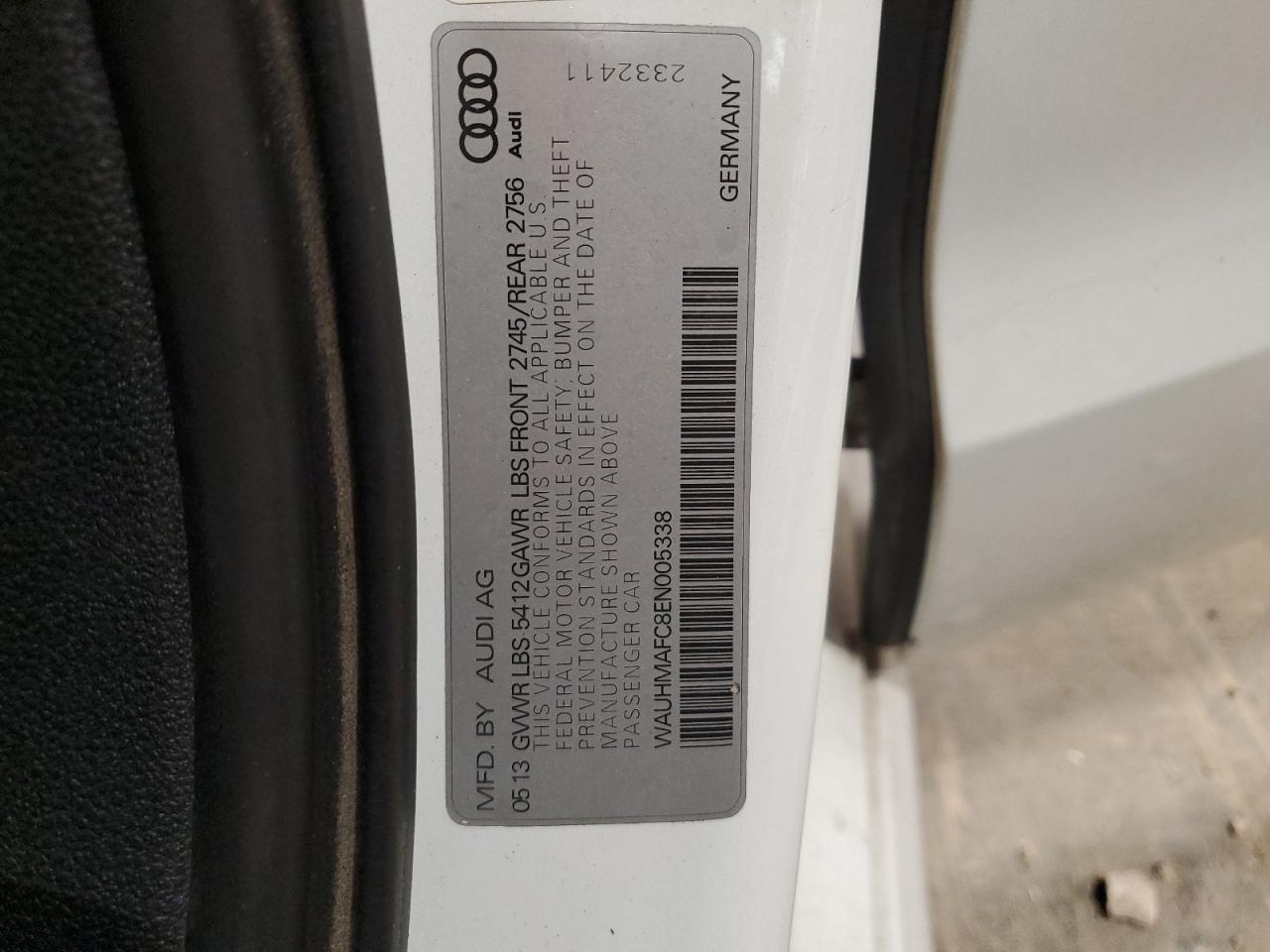 2014 Audi A6 VIN WAUHMAFC8EN005338 Copart auction photo, undercarriage damage thumbnail 12
