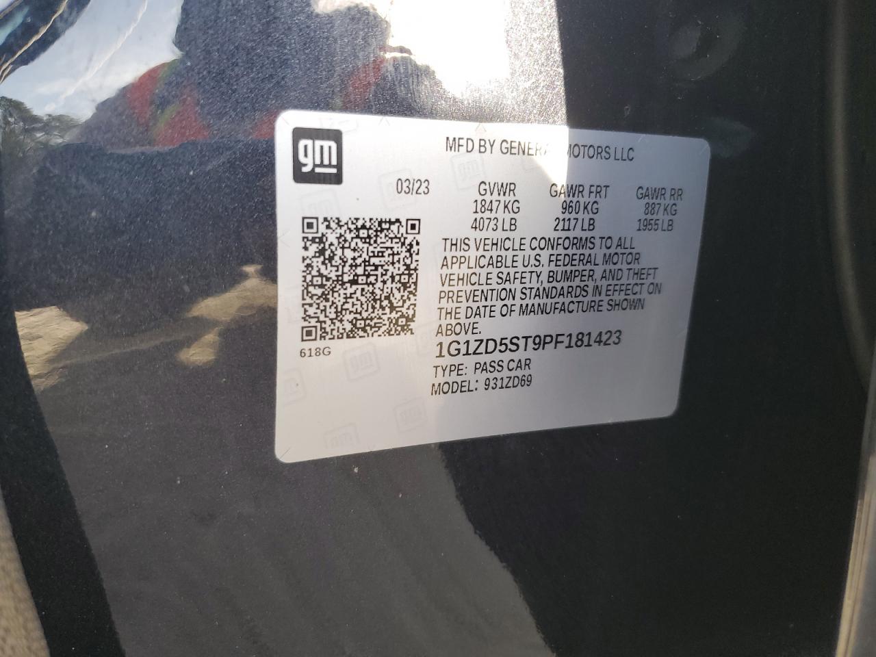 2023 Chevrolet Malibu VIN 1G1ZD5ST9PF181423 Copart auction photo, front end / side damage thumbnail 12