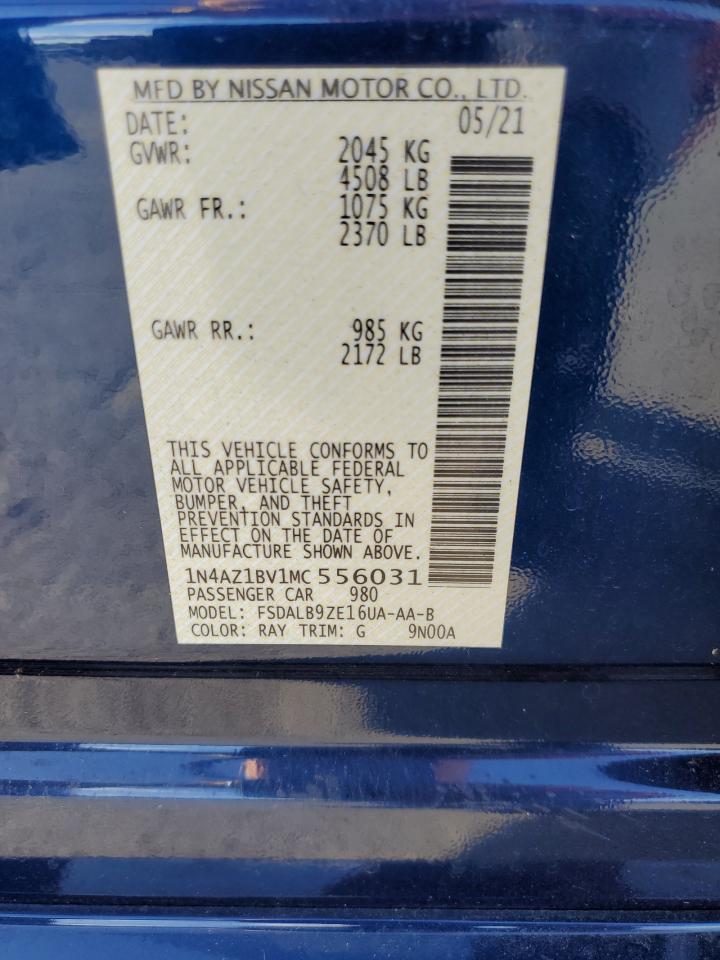 2021 Nissan Leaf VIN 1N4AZ1BV1MC556031 Copart auction photo, front end damage thumbnail 12