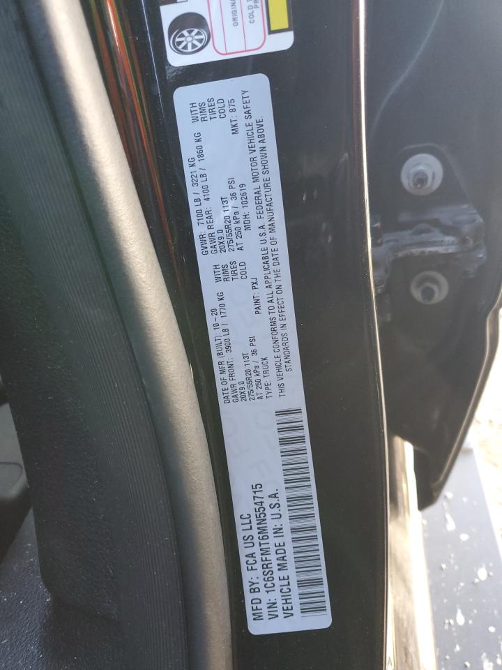 2021 RAM 1500 VIN 1C6SRFMT6MN554715 Copart auction photo, front end / side damage thumbnail 14