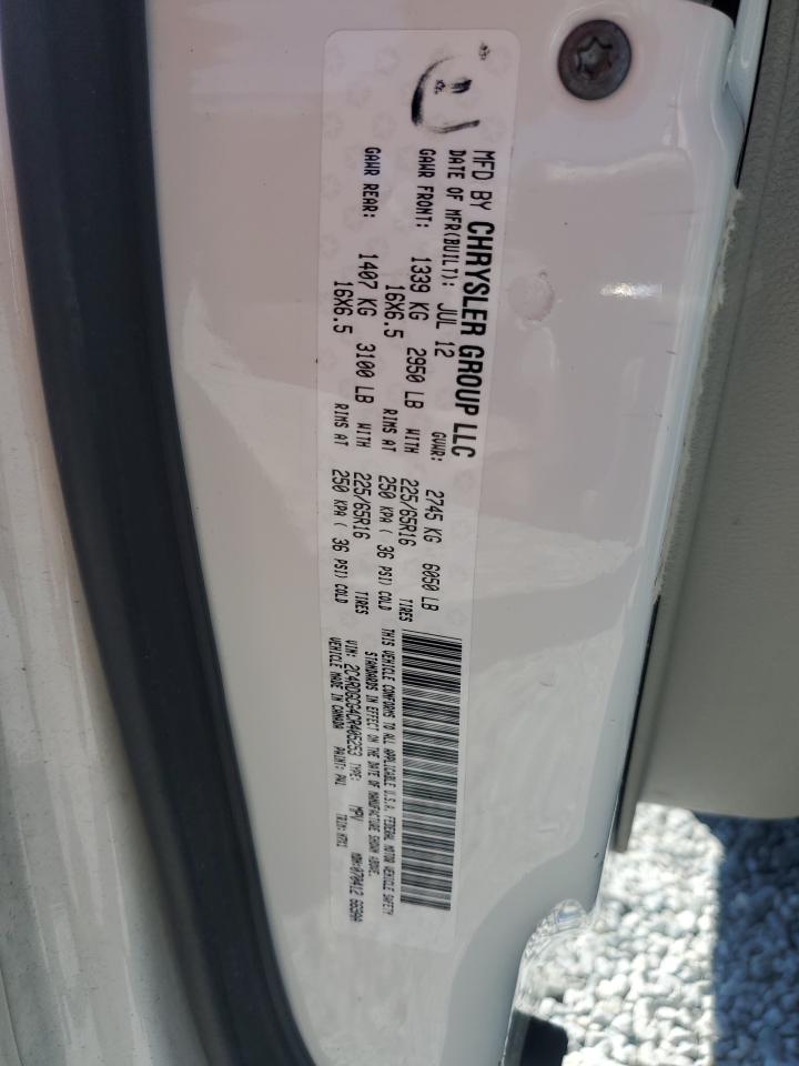 2012 Dodge Caravan VIN 2C4RDGCG4CR405253 Copart auction photo, all over damage thumbnail 15