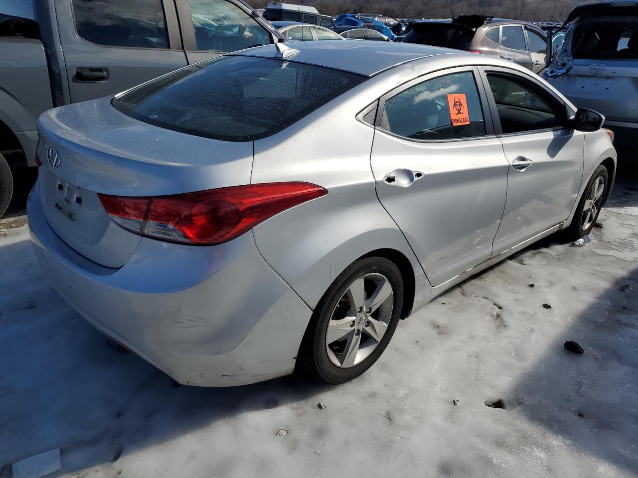 2012 Hyundai Elantra VIN KMHDH4AE0CU216502 Copart auction photo, vandalism damage thumbnail 3