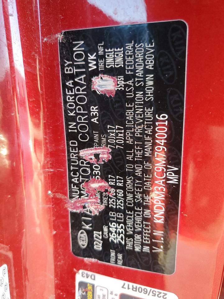 2021 KIA Sportage VIN KNDPM3AC9M7940016 Copart auction photo, side / minor dent/scratches damage thumbnail 13