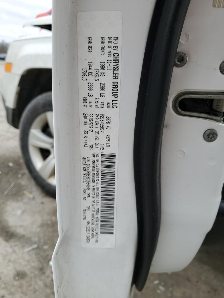2012 Jeep Liberty (Patriot) VIN 1C4NJRBB8CD564045 Copart auction photo, front end damage thumbnail 13