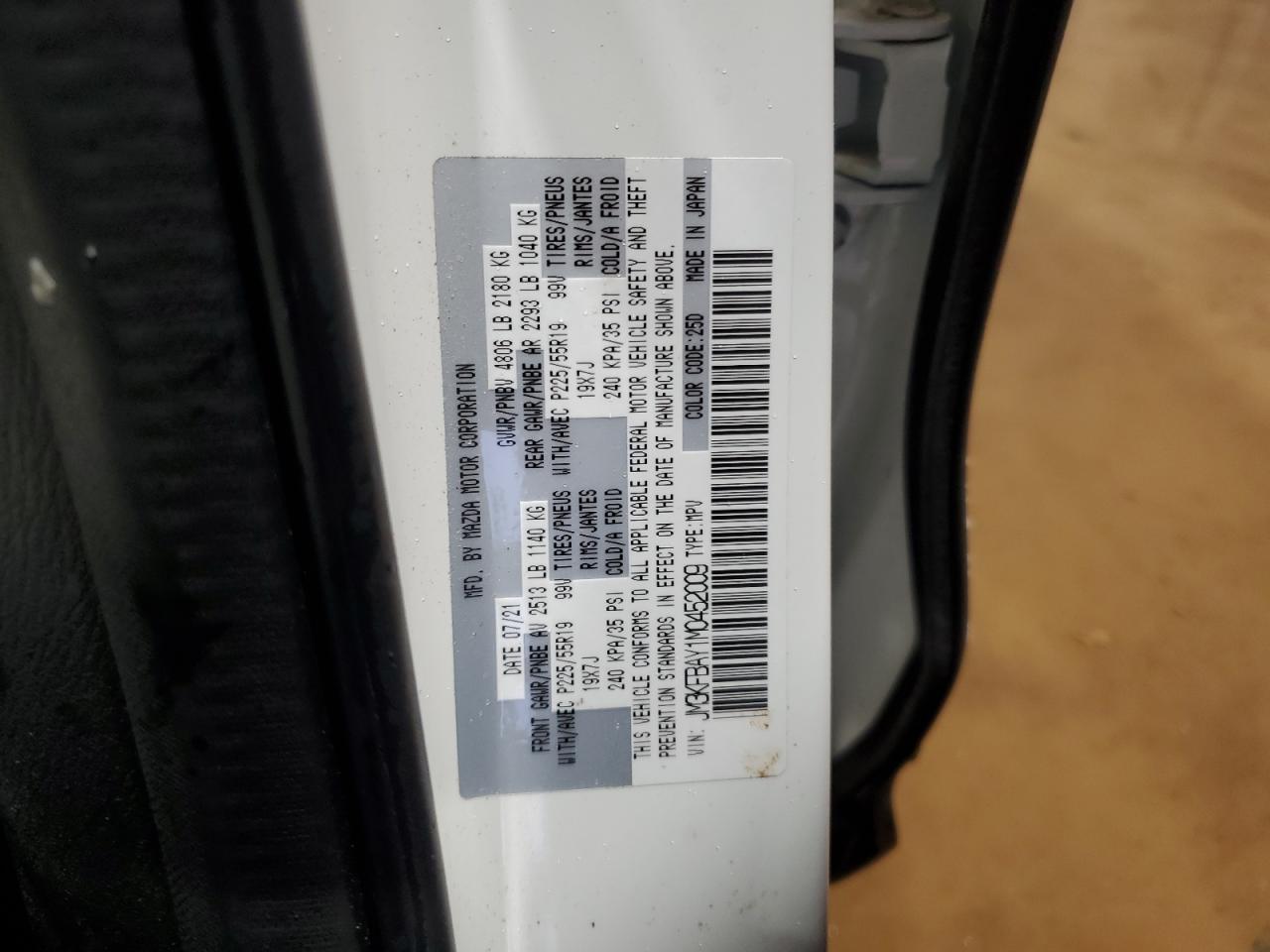 2021 Mazda CX-5 VIN JM3KFBAY1M0452009 Copart auction photo, front end damage thumbnail 16
