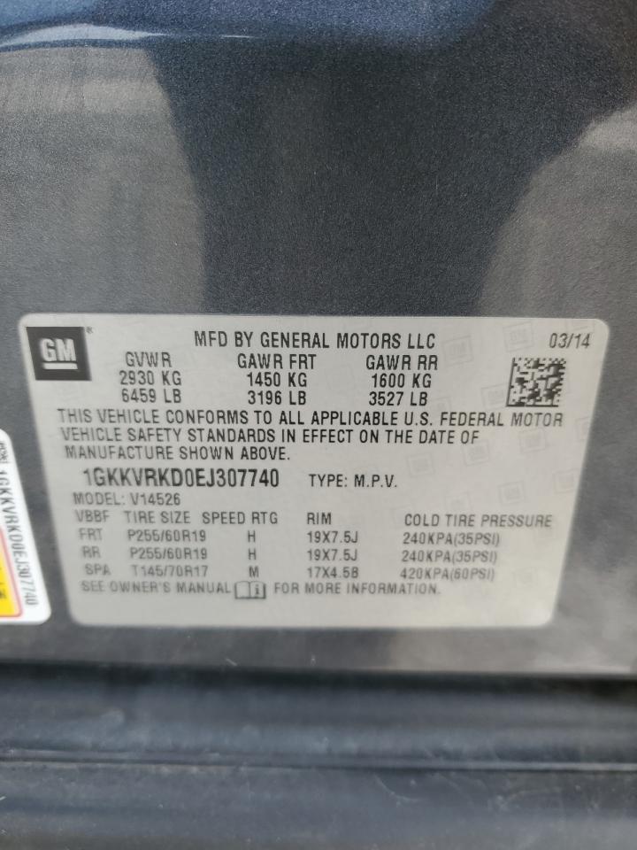 2014 GMC Acadia VIN 1GKKVRKD0EJ307740 Copart auction photo, front end / rear end damage thumbnail 16