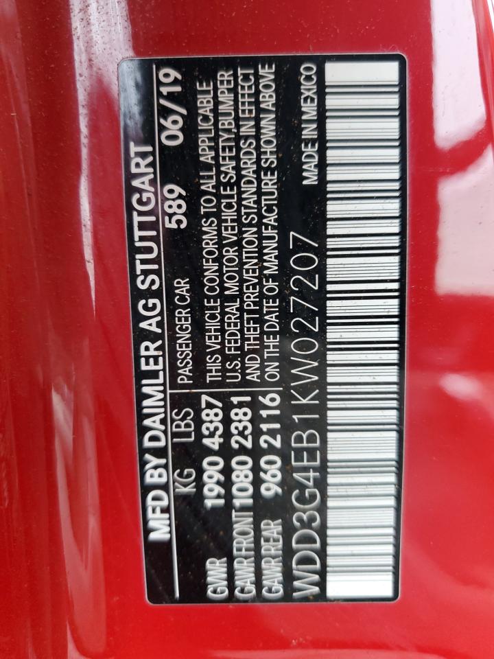 2019 Mercedes-Benz A-klasse VIN WDD3G4EB1KW027207 Copart auction photo, all over damage thumbnail 13