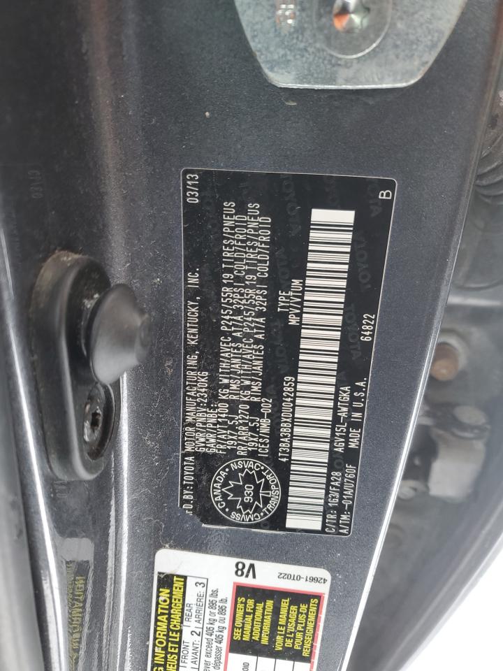 2013 Toyota Venza VIN 4T3BA3BBXDU042859 Copart auction photo, front end / mechanical damage thumbnail 13