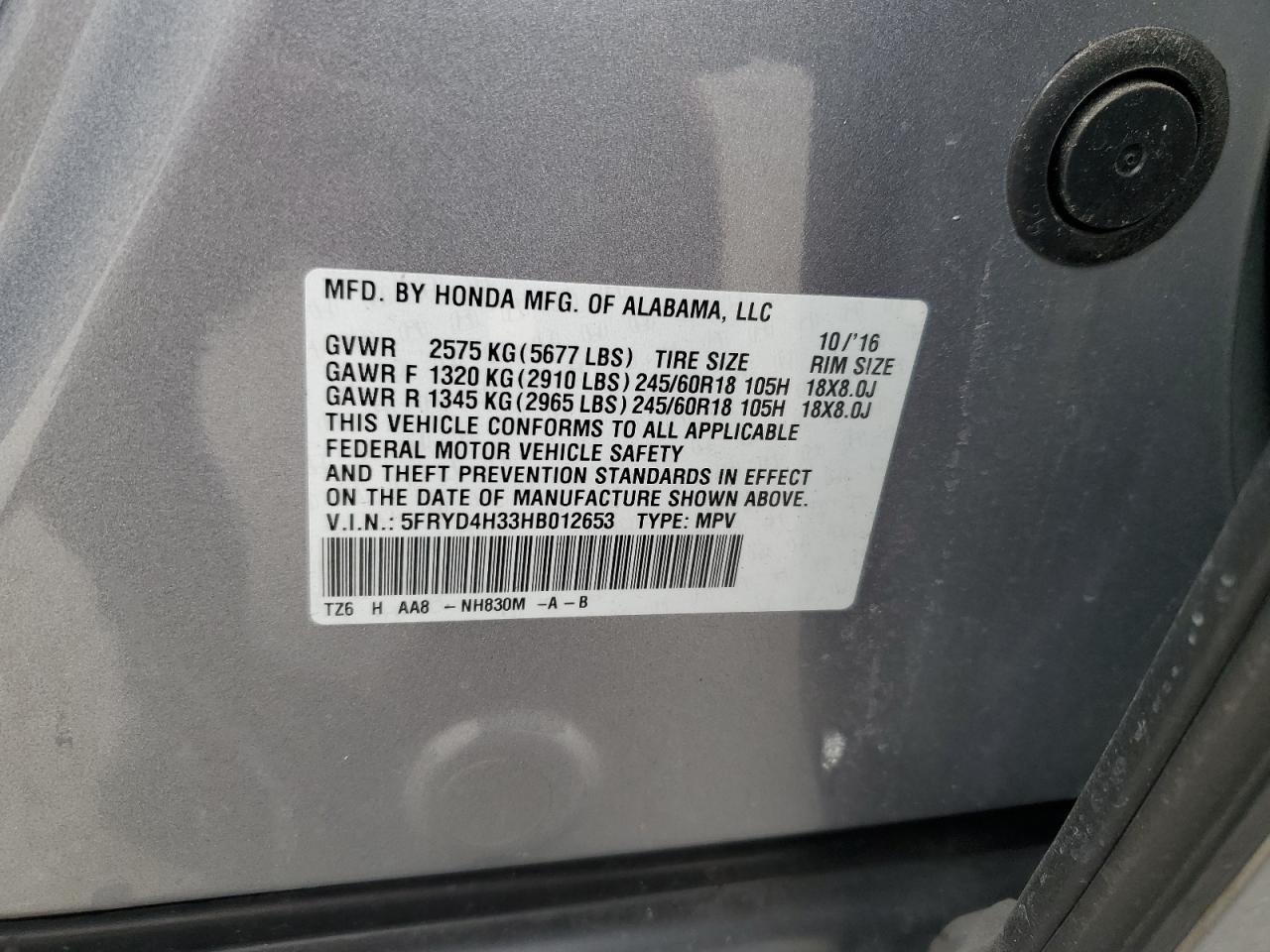 2017 Acura MDX VIN 5FRYD4H33HB012653 Copart auction photo, normal wear damage thumbnail 13