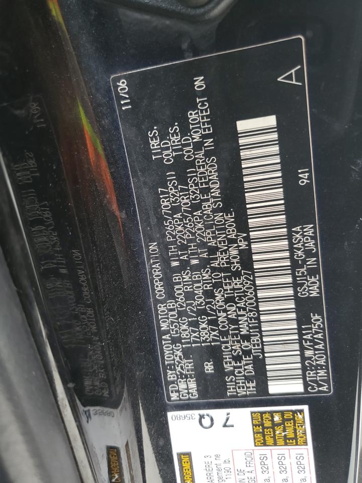 2007 Toyota FJ Cruiser VIN JTEBU11F870060927 Copart auction photo, front end / minor dent/scratches damage thumbnail 14