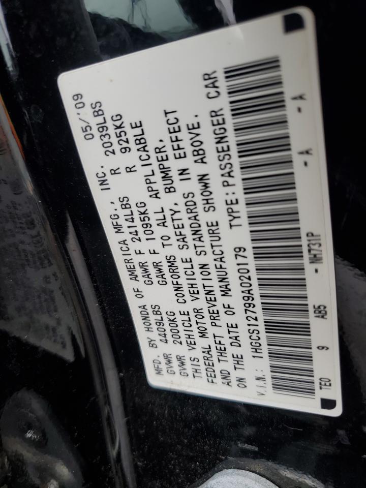 2009 Honda Accord VIN 1HGCS12799A020179 Copart auction photo, front end damage thumbnail 12