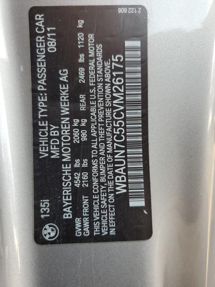 2012 BMW 1er VIN WBAUN7C55CVM26175 Copart auction photo, front end damage thumbnail 12