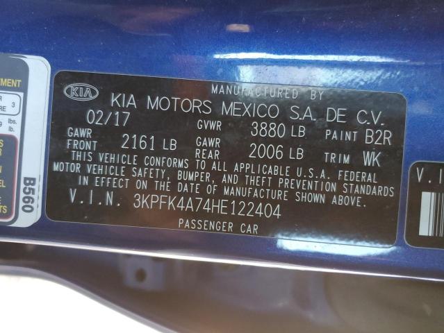 2017 KIA Forte VIN 3KPFK4A74HE122404 Copart auction photo, front end damage thumbnail 13