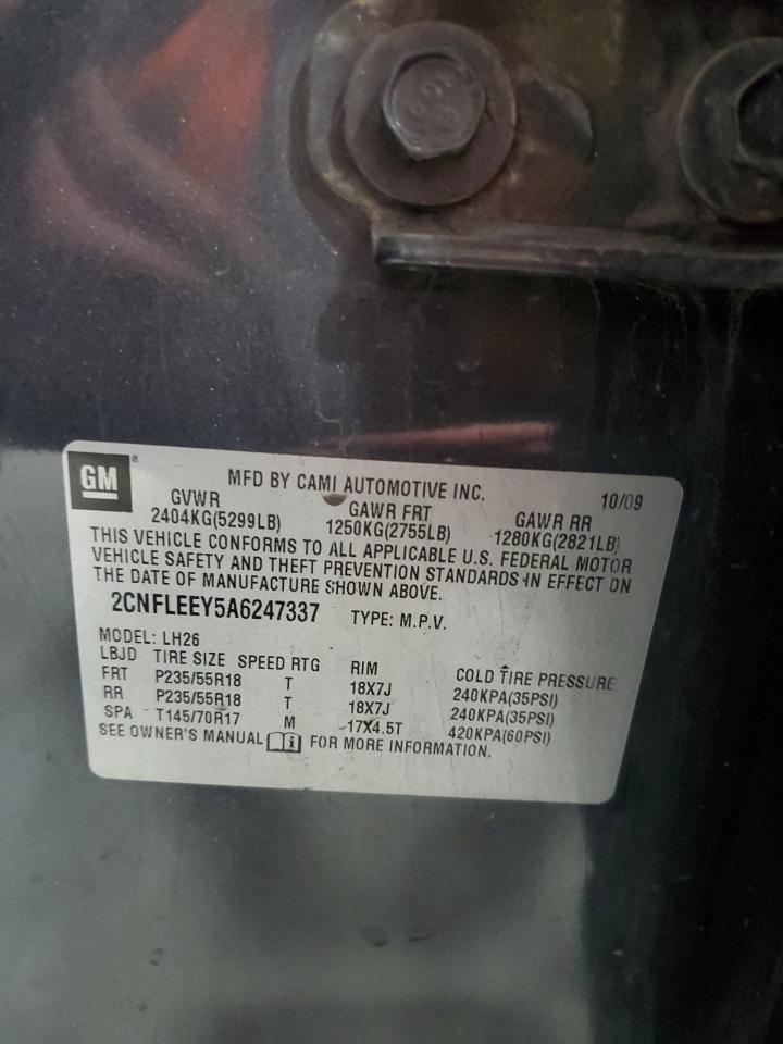 2010 Chevrolet Equinox VIN 2CNFLEEY5A6247337 Copart auction photo, all over damage thumbnail 14