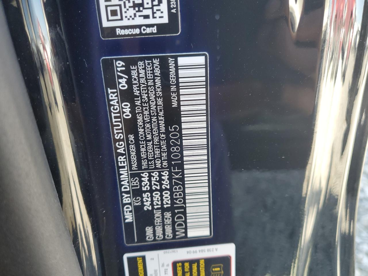 2019 Mercedes-Benz E-klasse VIN WDD1J6BB7KF108205 Copart auction photo, mechanical / minor dent/scratches damage thumbnail 13