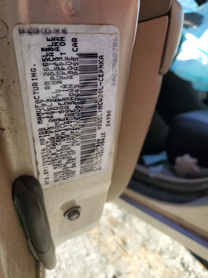 1998 Toyota Camry VIN 4T1BF22K5WU052643 Copart auction photo, rollover damage thumbnail 13