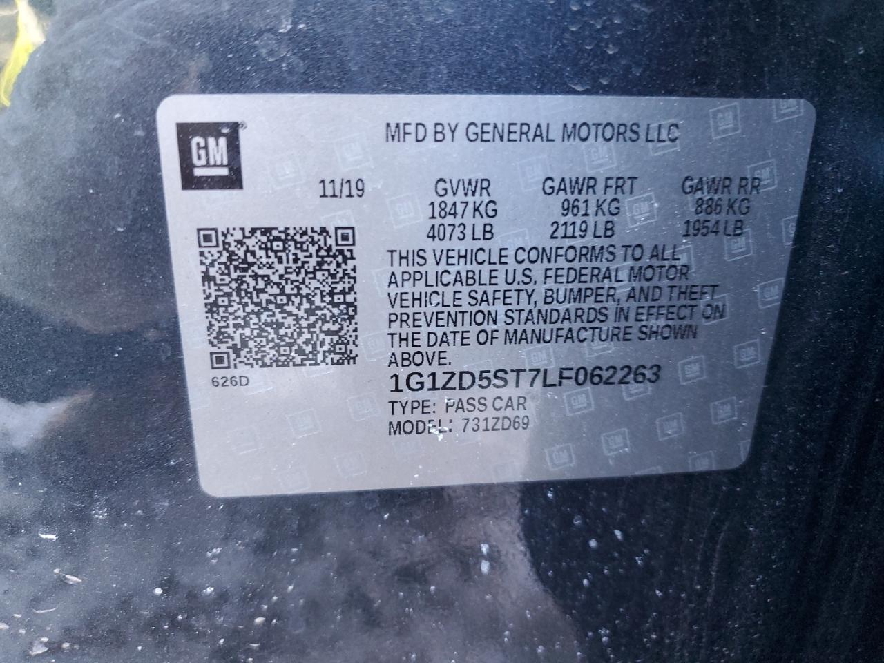 2020 Chevrolet Malibu VIN 1G1ZD5ST7LF062263 Copart auction photo, front end / minor dent/scratches damage thumbnail 14