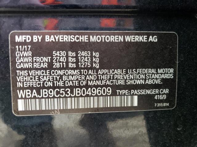 2018 BMW M5 VIN WBAJB9C53JB049609 Copart auction photo, front end damage thumbnail 12