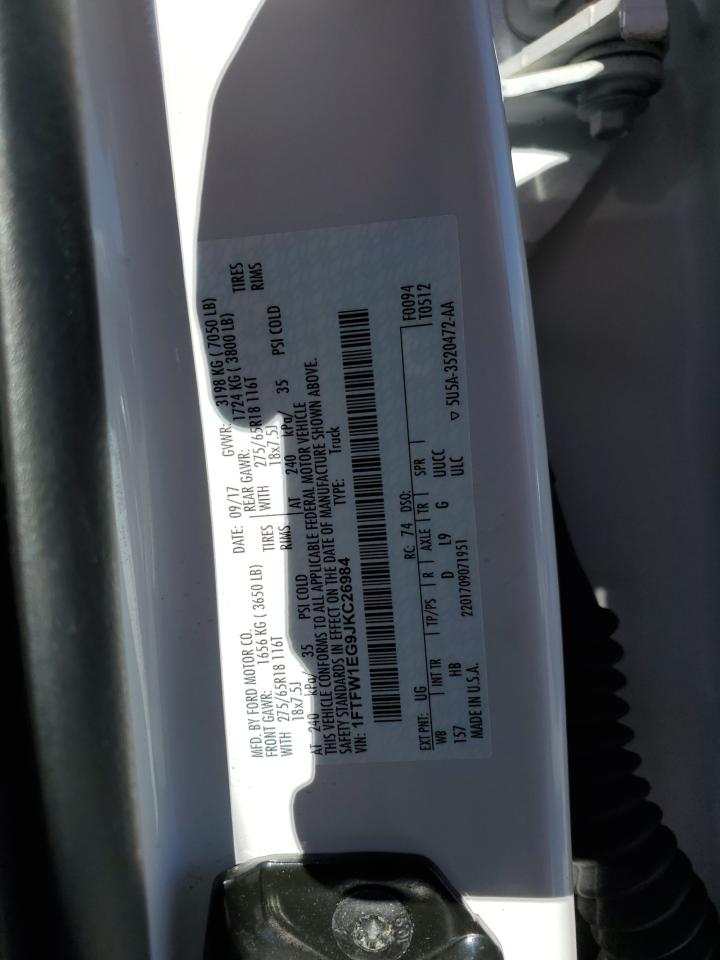 2018 Ford F-150 VIN 1FTFW1EG9JKC26984 Copart auction photo, side / rear end damage thumbnail 12