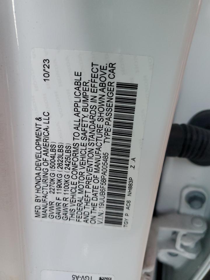 2023 Acura TLX VIN 19UUB6F58PA005485 Copart auction photo, front end / minor dent/scratches damage thumbnail 12