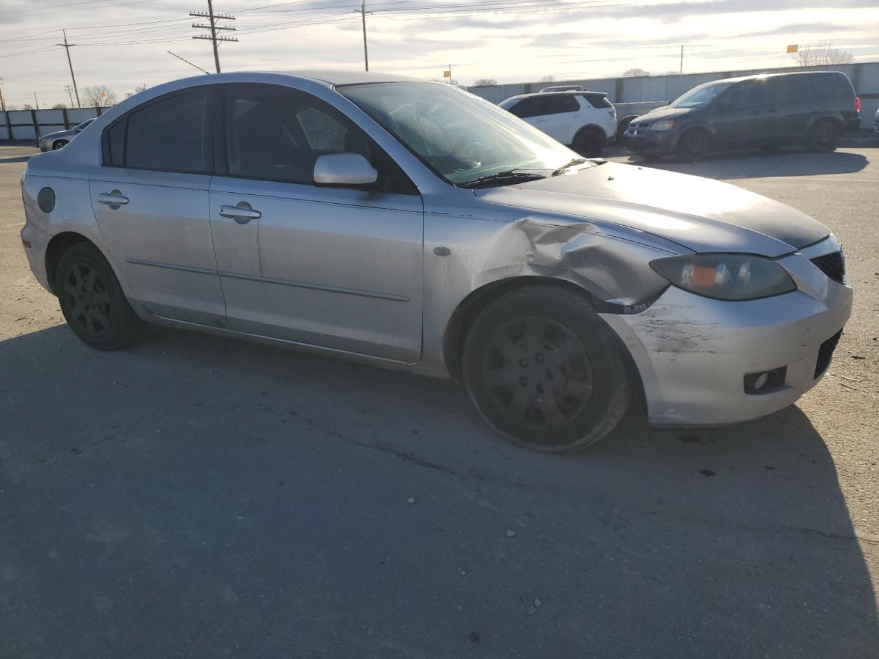 2008 Mazda 3 VIN JM1BK12F281778705 Copart auction photo, undercarriage / front end damage thumbnail 4