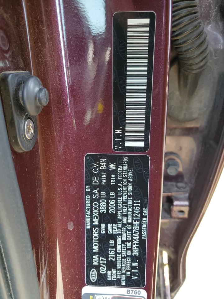 2017 KIA Forte VIN 3KPFK4A78HE124611 Copart auction photo, front end / rear end damage thumbnail 14