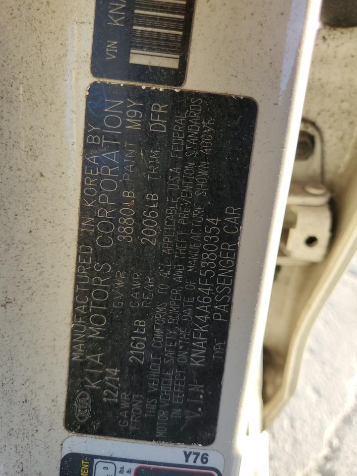 2015 KIA Forte VIN KNAFK4A64F5380354 Copart auction photo, front end damage thumbnail 14