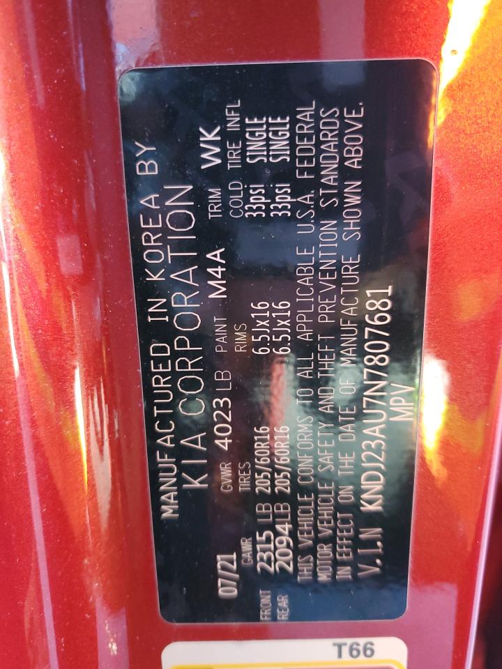 2022 KIA Soul VIN KNDJ23AU7N7807681 Copart auction photo, front end / vandalism damage thumbnail 12