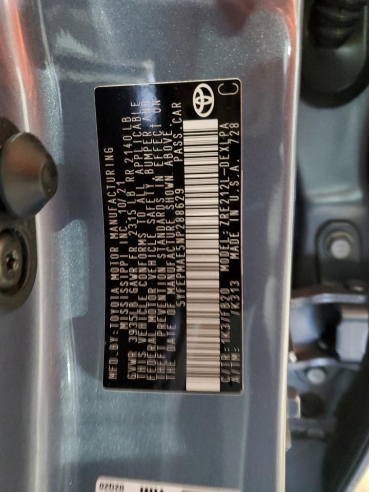 2022 Toyota Corolla VIN 5YFEPMAE5NP288629 Copart auction photo, front end / minor dent/scratches damage thumbnail 12