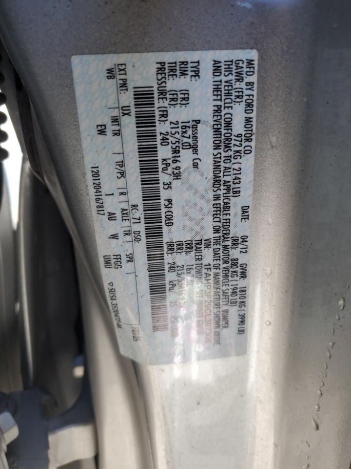 2012 Ford Focus VIN 1FAHP3F29CL397306 Copart auction photo, front end / side damage thumbnail 12
