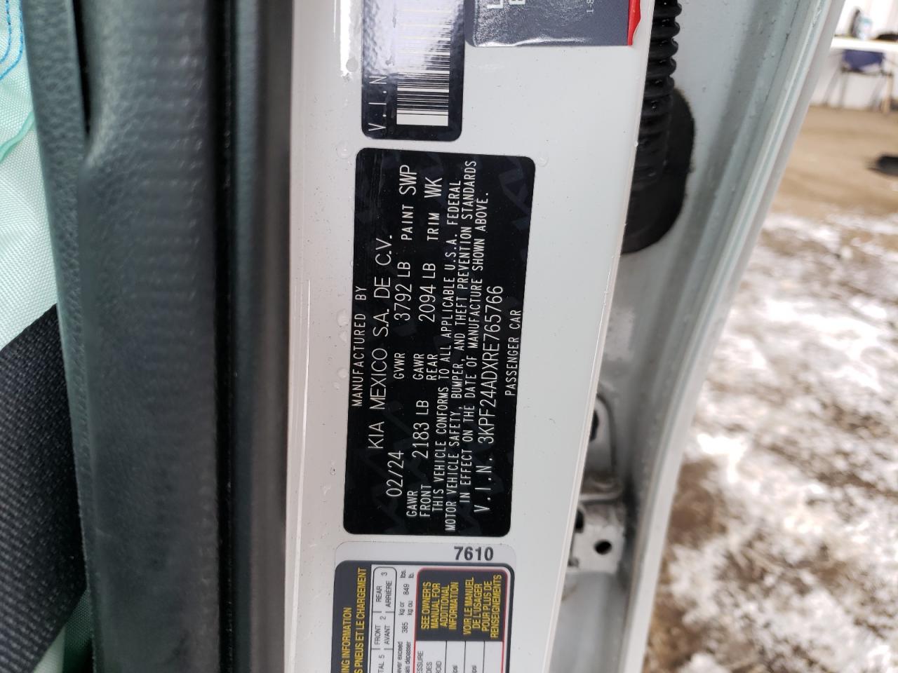 2024 KIA Forte VIN 3KPF24ADXRE765766 Copart auction photo, front end damage thumbnail 13