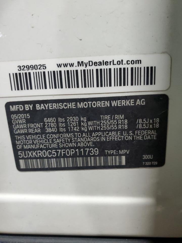 2015 BMW X5 VIN 5UXKR0C57F0P11739 Copart auction photo, front end damage thumbnail 14